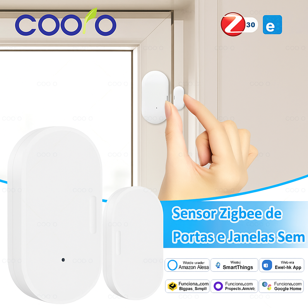 Sensor de Porta e Janela Zigbee 3.0 eWelink - Alarme de Abertura Inteligente e Automação Residencial