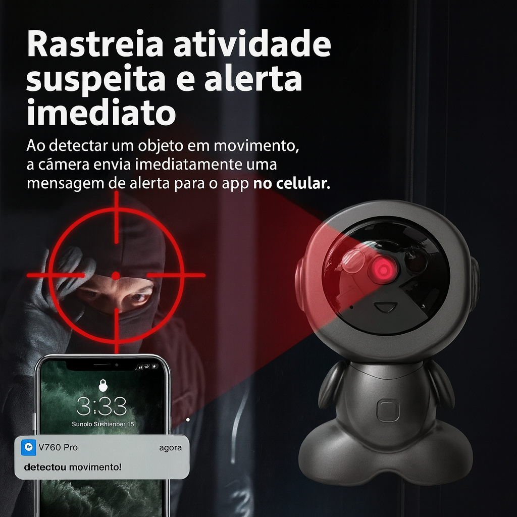 Câmera Inteligente Wi-Fi 8MP com Visão 360°, IA e Áudio Bidirecional Cugo