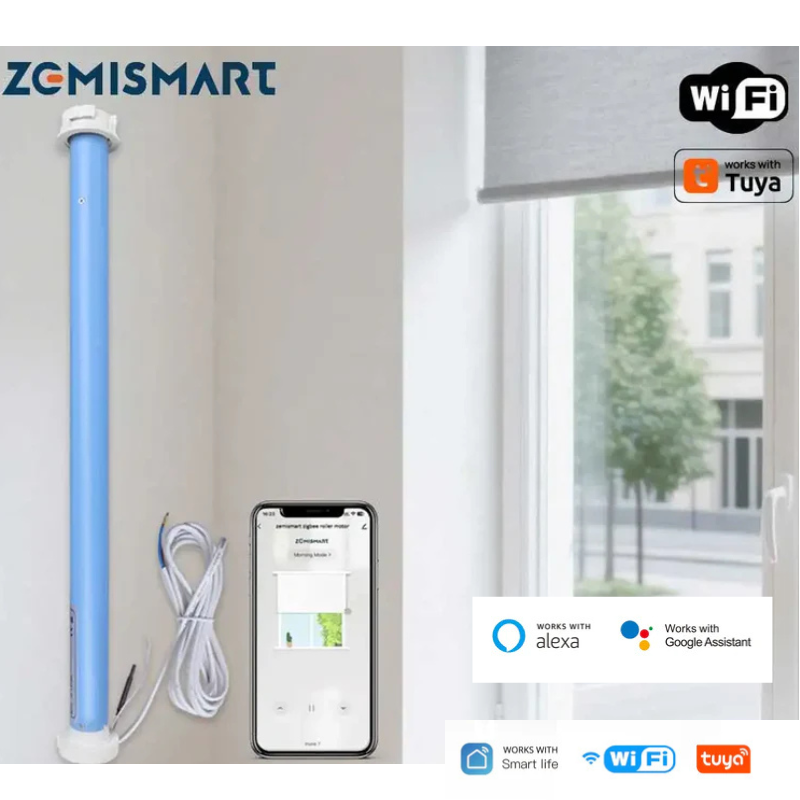 Cortina Inteligente Zemismart Wi-Fi para Persiana Rolo 38mm com Alexa e Google Home