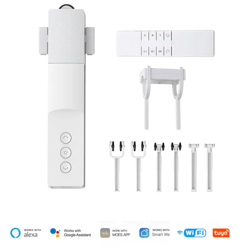 Driver inteligente para cortina romana Wi-Fi

Automação sem hub – conecta direto ao Wi-Fi

Controle por voz com Alexa e Google Home

App Tuya Smart e Smart Life (Android/iOS)

Controle remoto RF incluso

Timer e rotinas automáticas programáveis

Instalação compatível com Roman Rod, I Track e U Track

Bateria recarregável com autonomia até 2 meses

Automação prática sem reformas

Ideal para casas, apartamentos e escritórios modernos