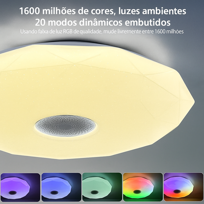 Luminária Inteligente de Teto 36W RGB com Música – Controle por App Tuya, Remoto e Alexa/Google