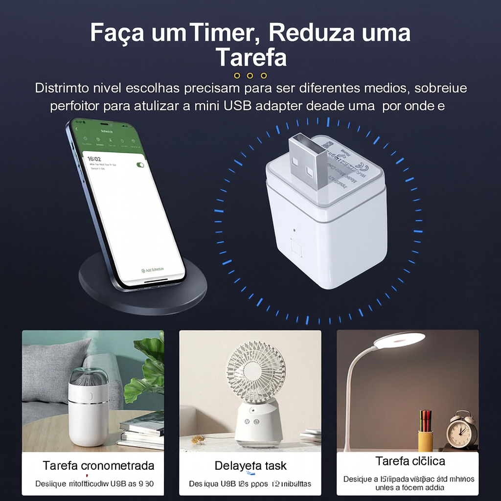 Adaptador Wi Fi Inteligente USB Tuya - Interruptor Smart 5V para Alexa e Google