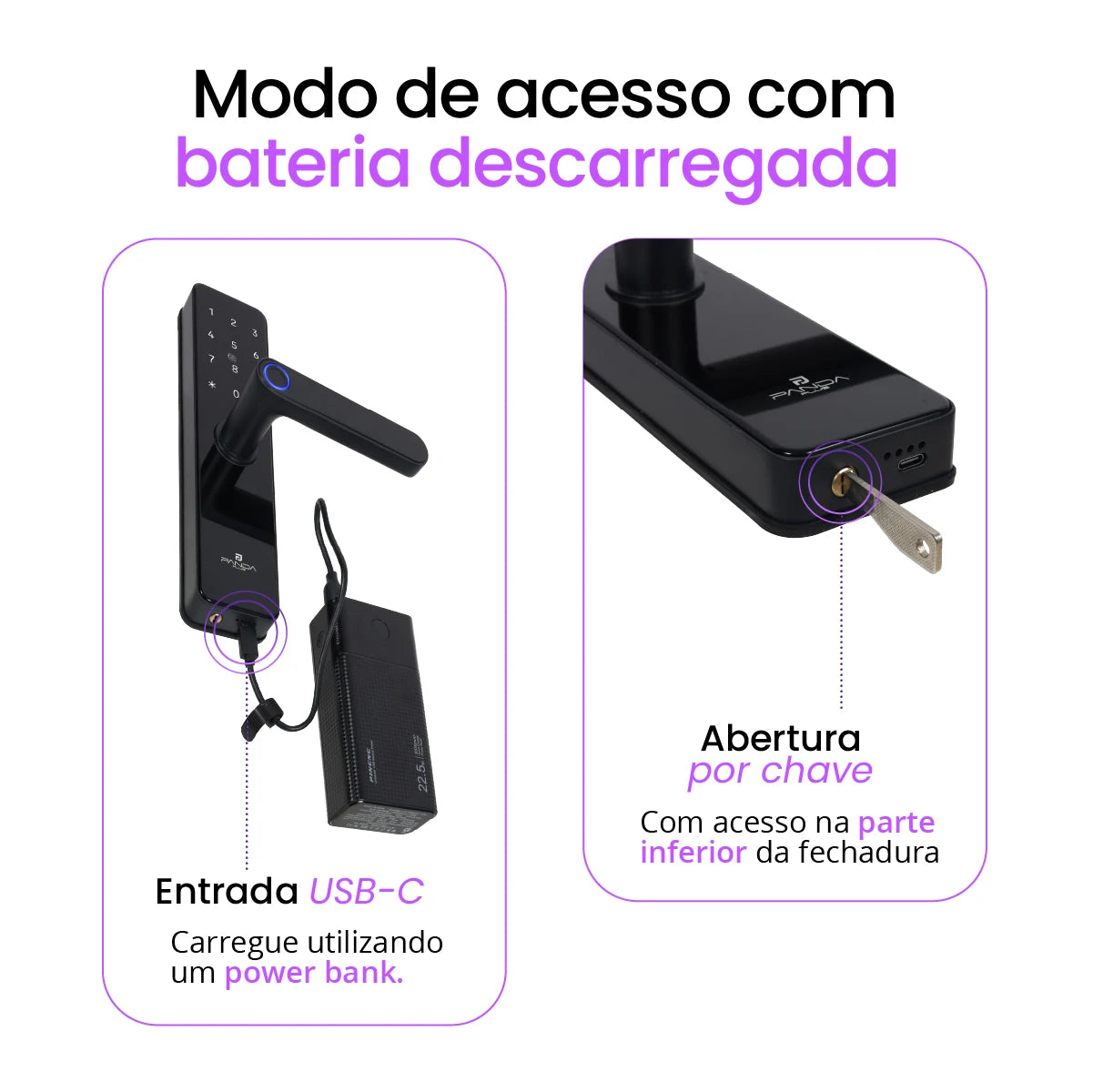 Fechadura Biométrica PANDA PLUS AMG-F01 | App Tuya/Smart Life, Senha, Tag e Chave | IP56| Wi-Fi