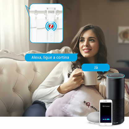 Cortina Inteligente Smart Wi-Fi Zemismart: Automação Alexa sem Hub para Trilho e Varão