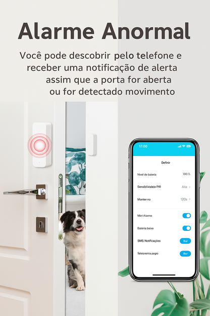Sensor de Porta e Janela Inteligente Tuya - Alarme Wi-Fi/Zigbee com Notificação no Celular e Alexa