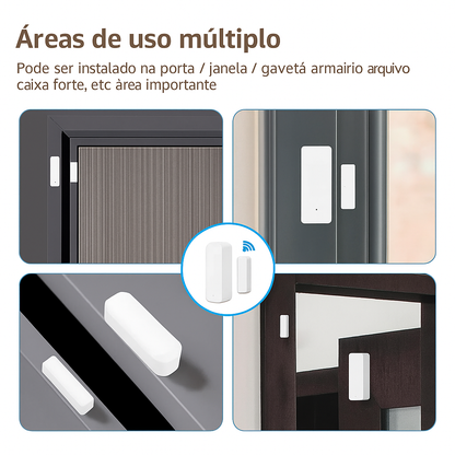Sensor de Porta e Janela Inteligente Tuya - Alarme Wi-Fi/Zigbee com Notificação no Celular e Alexa