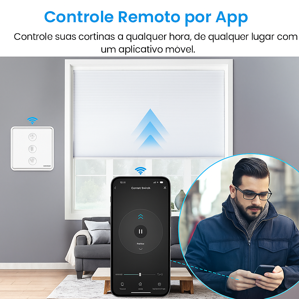 Interruptor de Cortina Inteligente Wi-Fi LoraTap - Painel Smart para Persiana com Alexa e Google Home