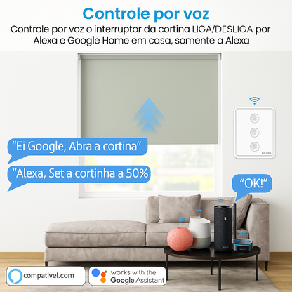Interruptor de Cortina Inteligente Wi-Fi LoraTap - Painel Smart para Persiana com Alexa e Google Home