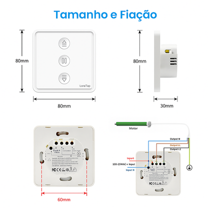 Interruptor de Cortina Inteligente Wi-Fi LoraTap - Painel Smart para Persiana com Alexa e Google Home