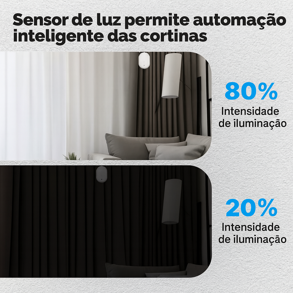 temporizador

agendamento de abertura

agendamento de fechamento

abertura e fechamento programados

ajuste por porcentagem

sensor de luz

início automático ao puxar

controle individual

controle em grupo

memória de posição

operação silenciosa

baixo ruído