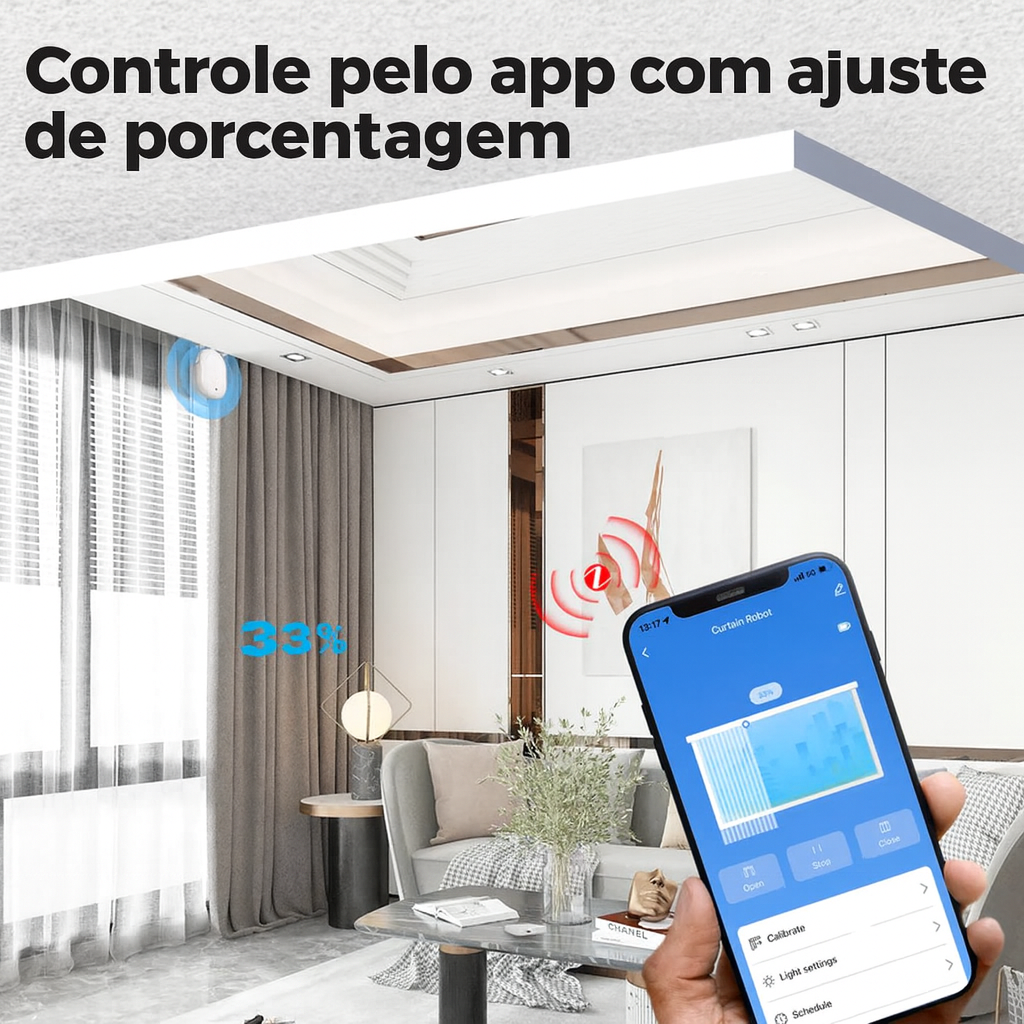 Cortina Inteligente MOES ZigBee com Sensor de Luz, Comando de Voz e App Tuya