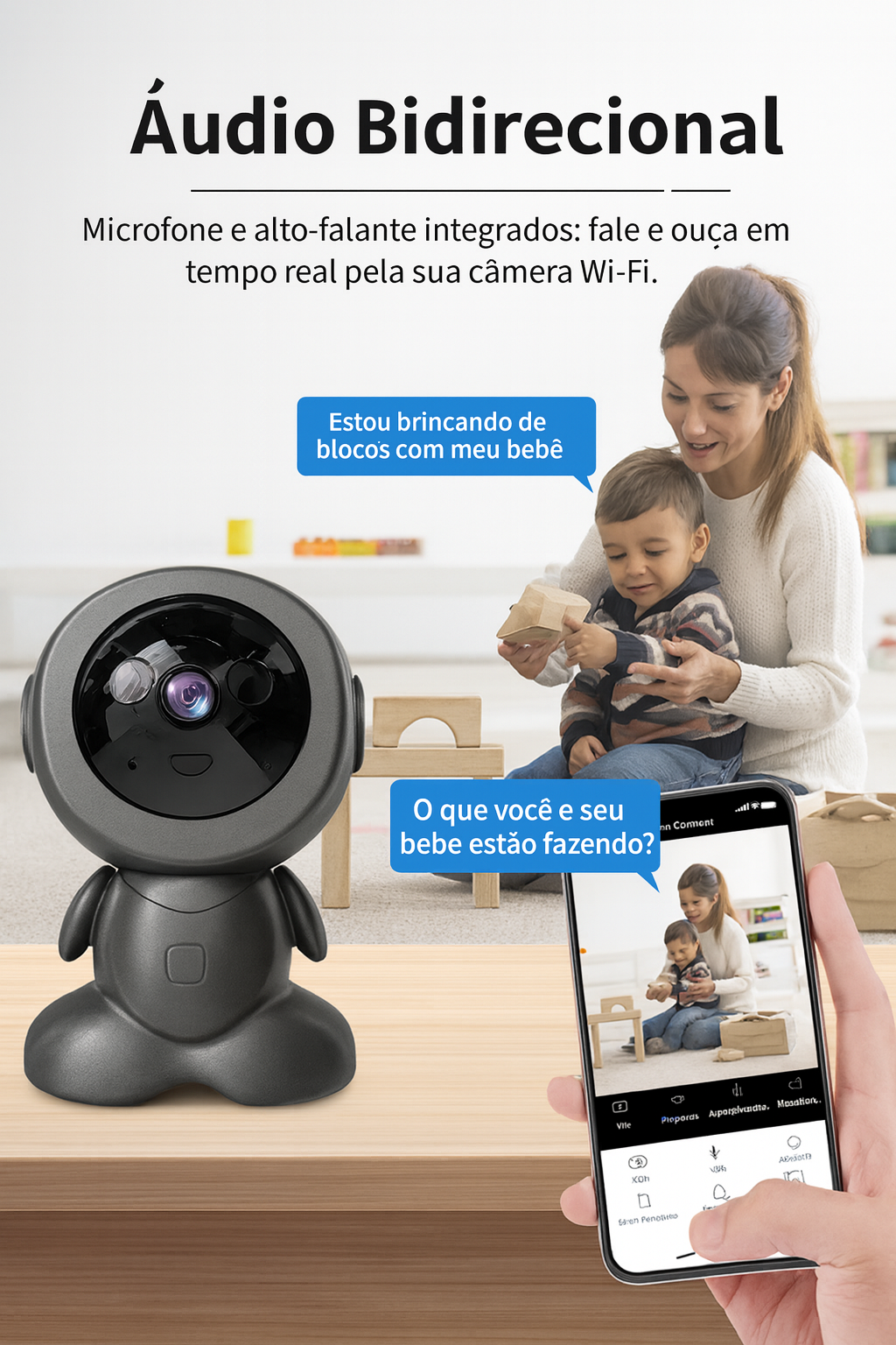 Câmera Inteligente Wi-Fi 8MP com Visão 360°, IA e Áudio Bidirecional Cugo