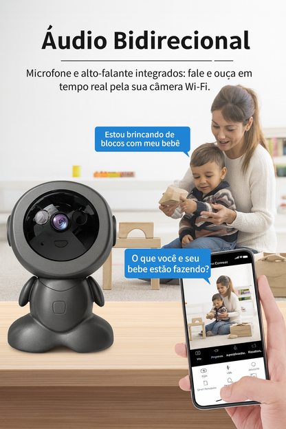 Câmera Inteligente Wi-Fi 8MP com Visão 360°, IA e Áudio Bidirecional Cugo