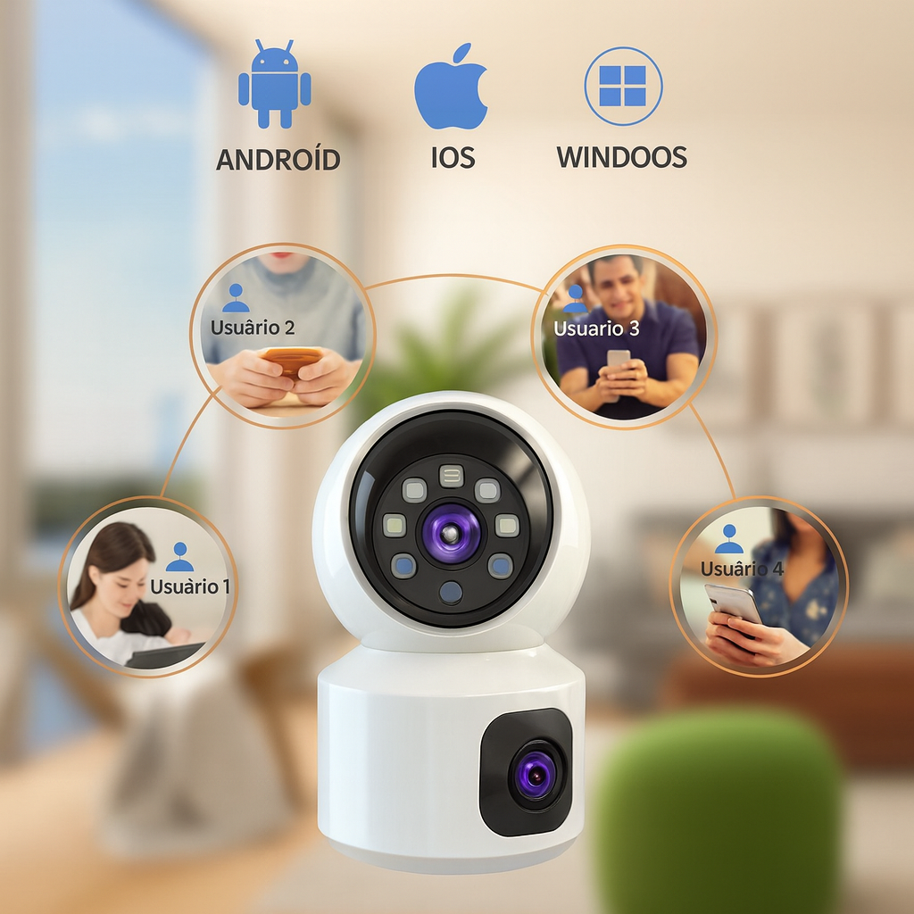 Câmera IP com ajuste fino de ângulo pelo celular
Interface do app mostrando comandos de movimento
Câmera doméstica com controle remoto iOS e Android
Ampla cobertura com rotação horizontal de 355°
Câmera PTZ com inclinação vertical de 90°
Monitoramento interno com controle pelo telefone
Câmera inteligente com campo de visão ajustável
Rotacione e incline a câmera diretamente no app
Câmera Wi-Fi com setas de navegação na tela
Panorâmica controlada por app em ambiente interno