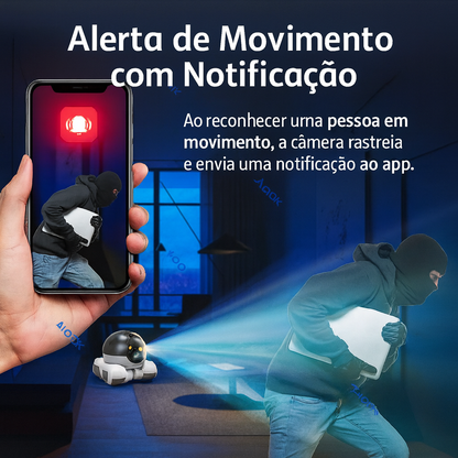 Câmera de Segurança Inteligente Wi-Fi para Pets 8MP com Lente Dupla, Visão 360°, IA e Áudio Bidirecional AIOOK C18