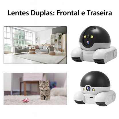 Câmera de Segurança Inteligente Wi-Fi para Pets 8MP com Lente Dupla, Visão 360°, IA e Áudio Bidirecional AIOOK C18