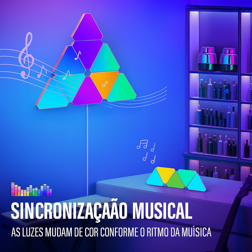Luminária de Parede RGB Modular LiHangStar YD289 – Painéis Quantum com App Tuya, Music Sync e Alexa/Google