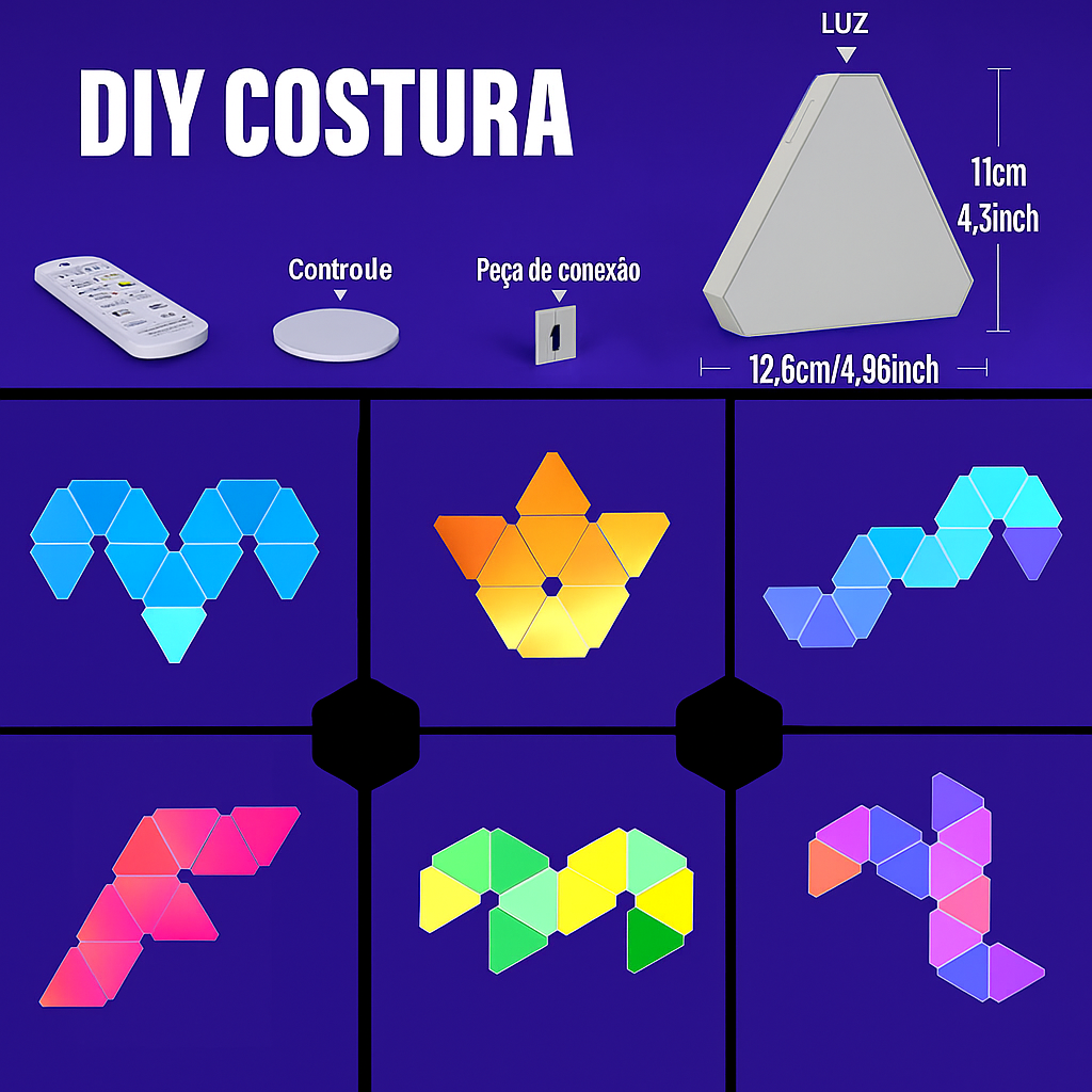 Luminária de Parede RGB Modular LiHangStar YD289 – Painéis Quantum com App Tuya, Music Sync e Alexa/Google