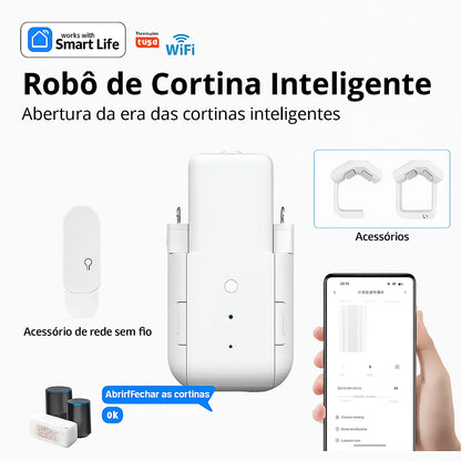 Cortina Inteligente Wi-Fi Tuya - Motor Smart para Trilho com Alexa e Siri