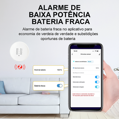 Sensor de porta Inteligente Zigbee - Alarme Antecipado contra Impacto e Intrusão