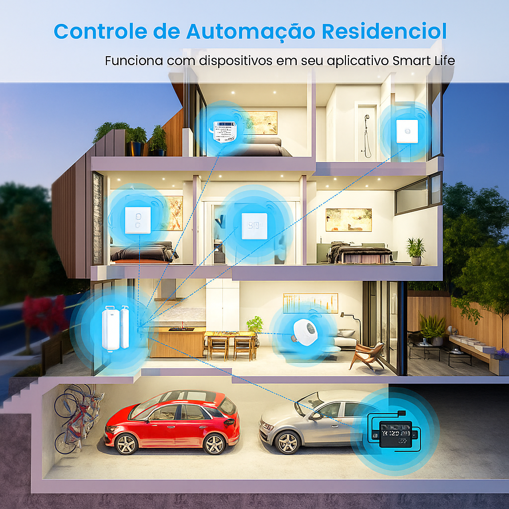 Sensor de Porta e Janela LoraTap Tuya - Alarme Inteligente Wi-Fi/Zigbee com Notificação Real-Time e Alexa