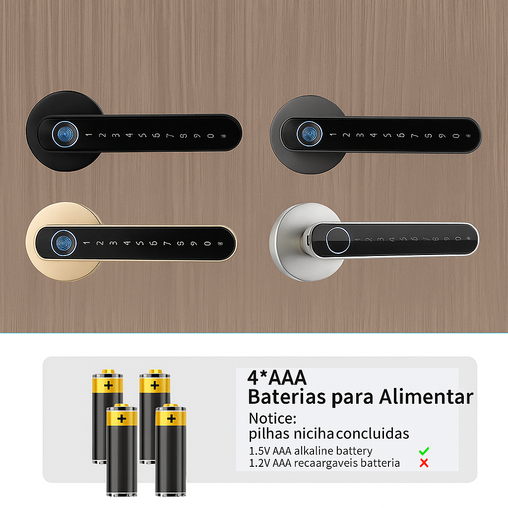 Fechadura Biométrica Inteligente KingKu - Fechadura Smart Tuya com Digital, Senha e App