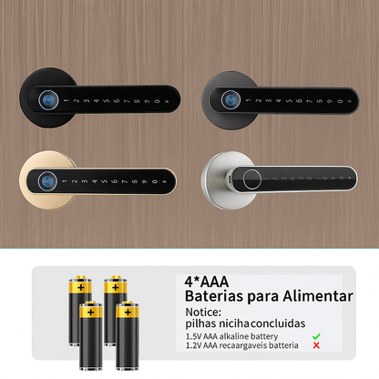 Fechadura Biométrica Inteligente KingKu - Fechadura Smart Tuya com Digital, Senha e App