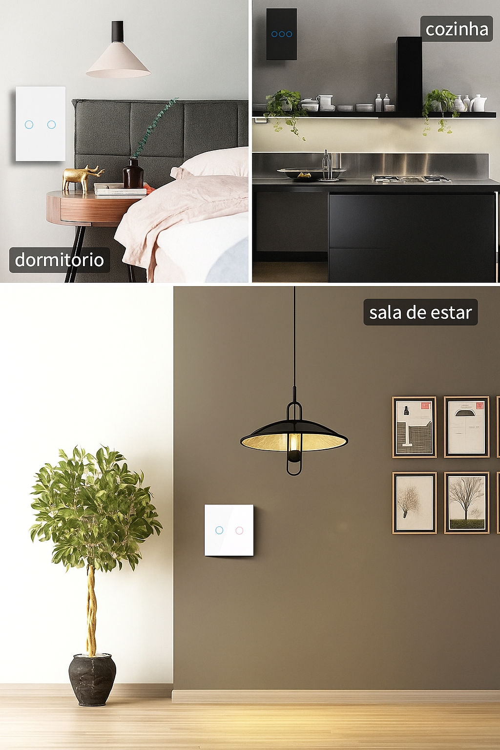 Interruptor inteligente Touch de Vidro Temperado Axus - Painel de Luxo com LED e Instalação Sem Neutro