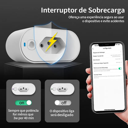 Tomada Inteligente Wi-Fi/Zigbee TNCE 20A - Adaptador Smart com Monitor de Energia e Alexa