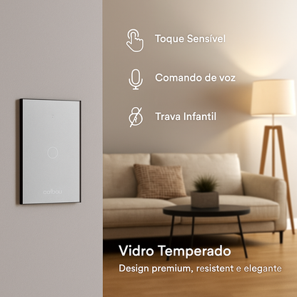 Interruptor Inteligente Touch Wi-Fi com Tomada 16A e USB - Painel Smart Alexa e Google