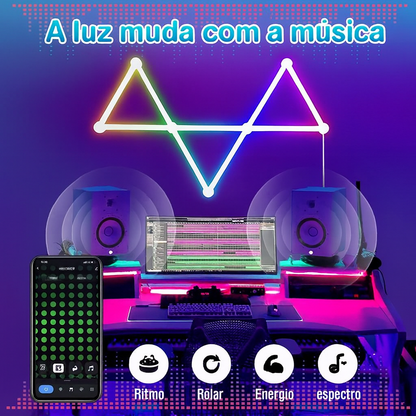 CHEGIT L0729 com dimerização 0–100%
Iluminação de parede up & down tipo wall wash
Barras LED 24W com fonte 24V inclusa
RGBIC multizona com mais de 16 milhões de cores
Barras LED compatíveis com Tuya/Smart Life
Controle por voz de ligar, cena, cor e brilho
Barras modulares para composições criativas
Luz ambiente para home theater e festas
Music Sync por microfone integrado e do celular
Barras RGBIC para estantes, painéis e paredes