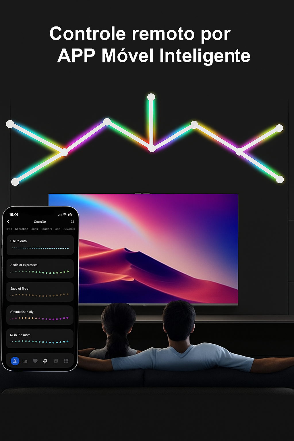 Luminária de Parede LED RGBIC CHEGIT L0729 – Barras Modulares com App Tuya, Music Sync e Alexa/Google