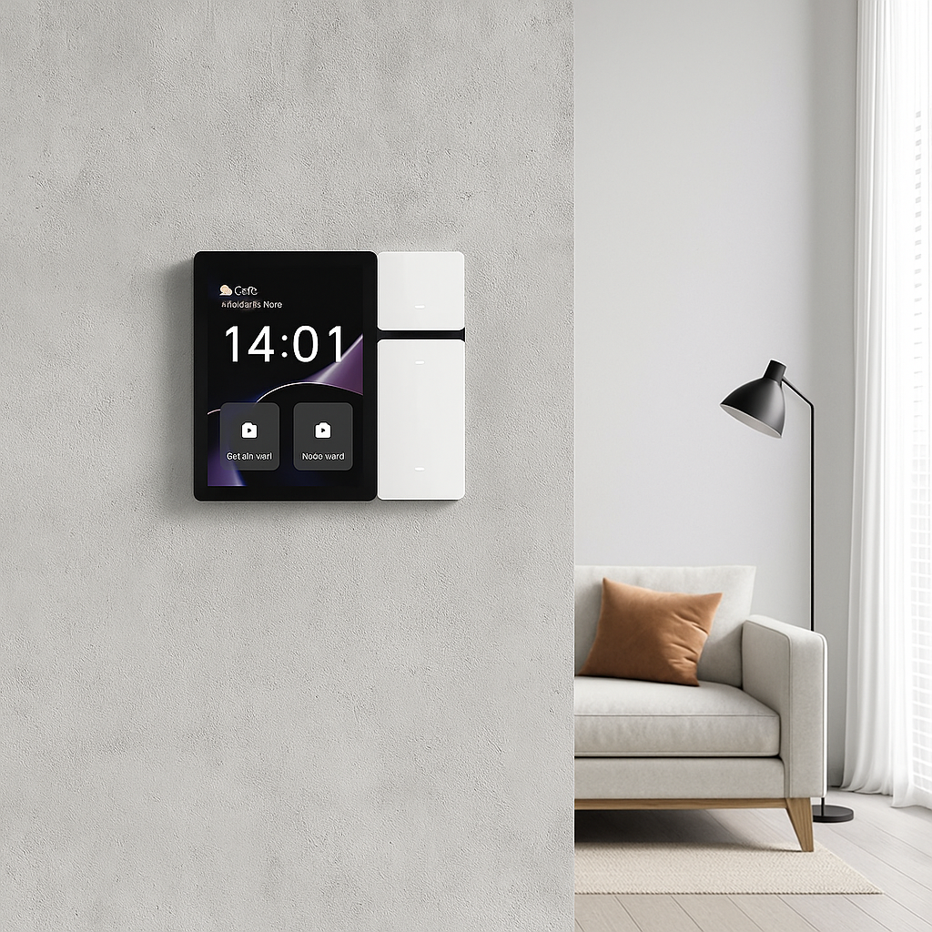 Centralize a casa inteira em um só painel

Toque, voz ou app: controle do seu jeito

Visual clean e moderno na parede

Cenas inteligentes: dormir, cinema, sair de casa

Adeus controles: TV, ar e luz num toque

Rotinas automáticas com praticidade e segurança

Integração total com Tuya/Alexa/Google

Até 200 dispositivos sob seu comando

Mais conforto, menos bagunça de dispositivos

Upgrade elegante para a casa inteligente