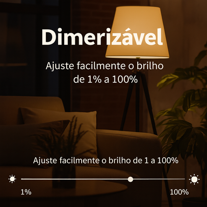 lâmpada Wi-Fi sem hub
instalação simples em soquete E27
temperatura de cor ajustável
luz confortável sem ofuscamento
integração com Google Home
comandos de voz ligar e desligar
cronômetro e contagem regressiva
sincronize várias lâmpadas
ajuste de clima e rotina
lâmpada LED 12W/15W/20W*
área iluminada 3–8 m²