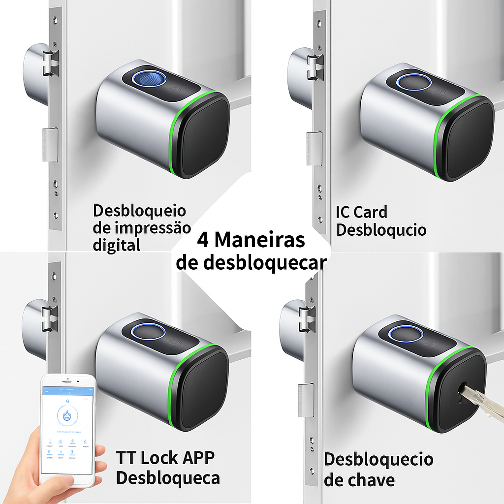 Fechadura Inteligente Biométrica Tuya - Cilindro Smart com Senha e App para Portas