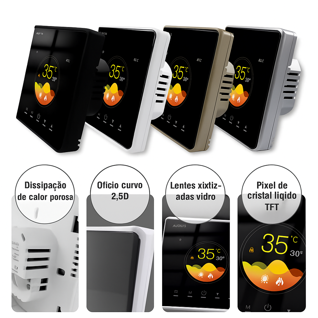 Termostato Inteligente Wi-Fi Tuya 16A - Controle de Temperatura Alexa e Google Home