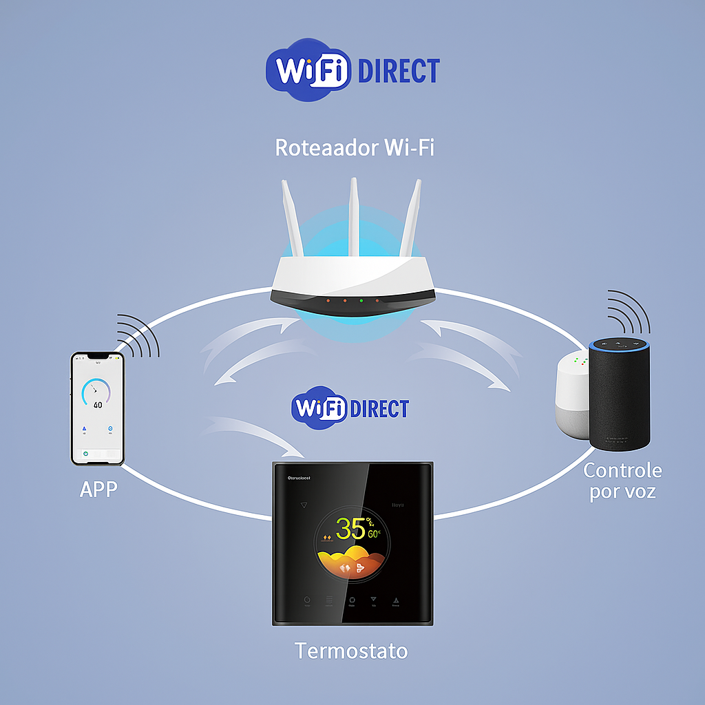 Termostato Inteligente Wi-Fi Tuya 16A - Controle de Temperatura Alexa e Google Home