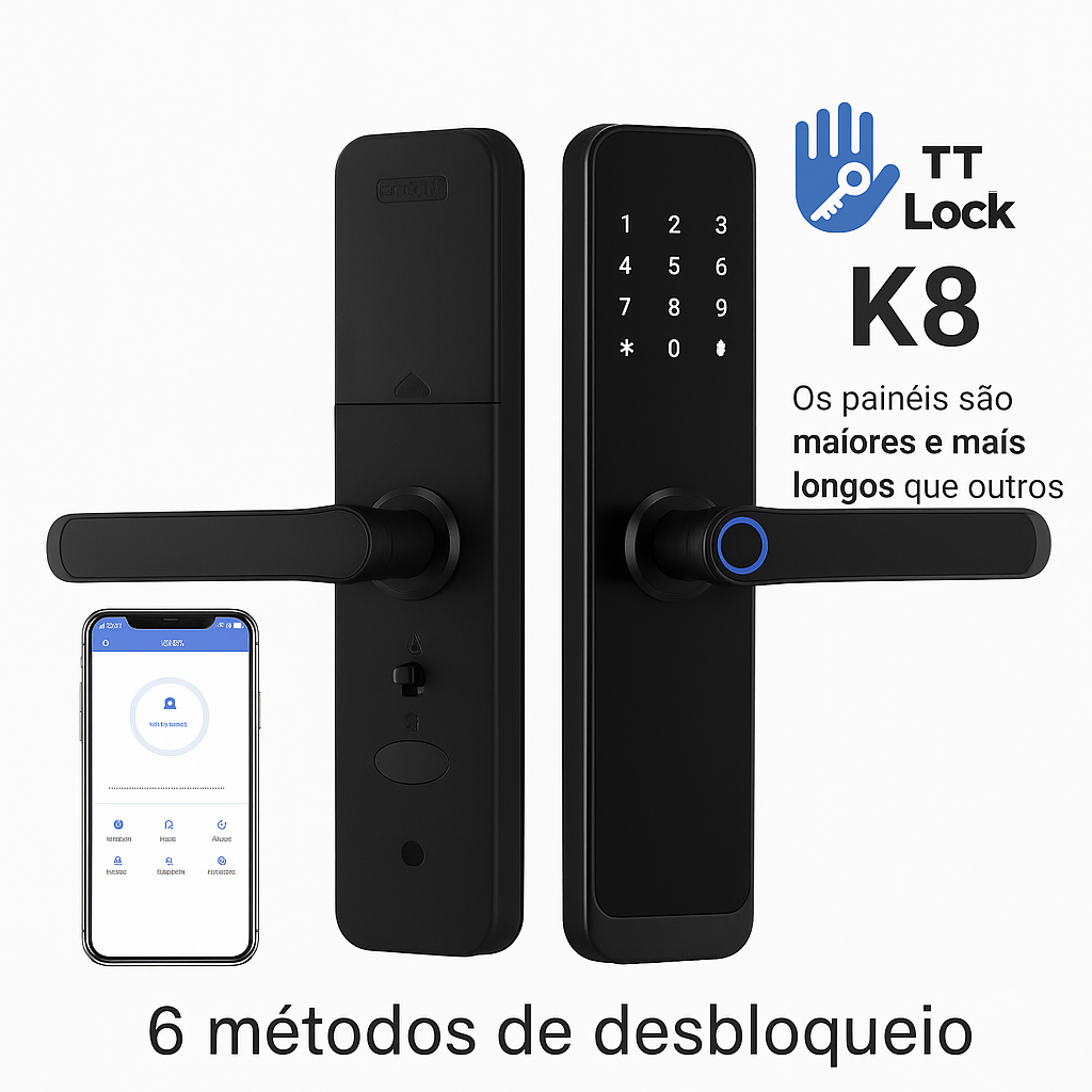 Fechadura Inteligente Biométrica CDOK K8 - Fechadura Smart com App TTLock e Senha