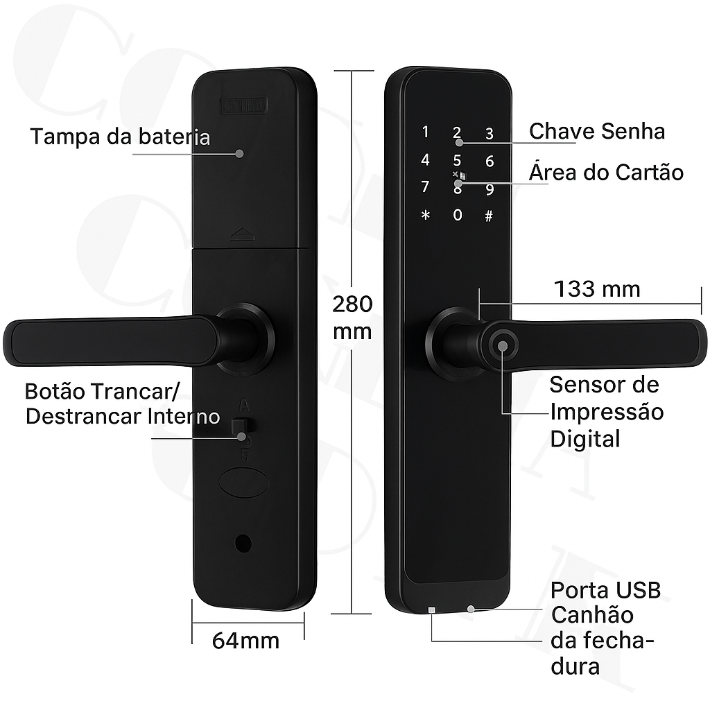 Fechadura Inteligente Biométrica CDOK K8 - Fechadura Smart com App TTLock e Senha