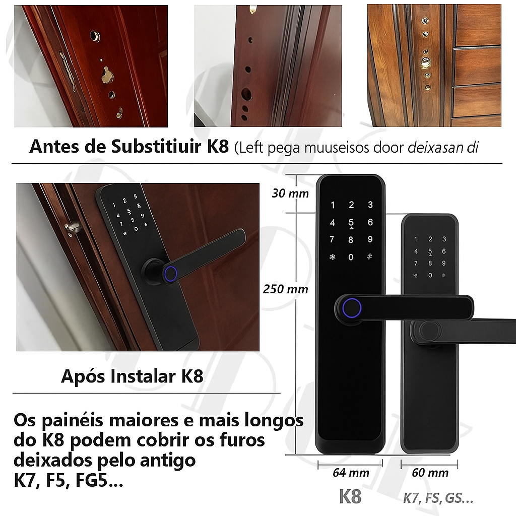 Fechadura Inteligente Biométrica CDOK K8 - Fechadura Smart com App TTLock e Senha