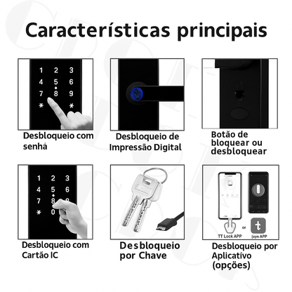 Fechadura Inteligente Biométrica CDOK K8 - Fechadura Smart com App TTLock e Senha
