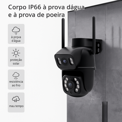 Câmera IP Wi-Fi inteligente 4K

Monitoramento 24h com app no celular

Inteligência artificial para detectar pessoas

Comunicação em tempo real com áudio bidirecional

Zoom inteligente com lente dupla (4mm + 12mm)

Resistência IP à prova d’água

Conexão Wi-Fi + Bluetooth estável

Segurança avançada para residências e negócios

Instalação rápida e prática

Câmera smart premium com alta definição