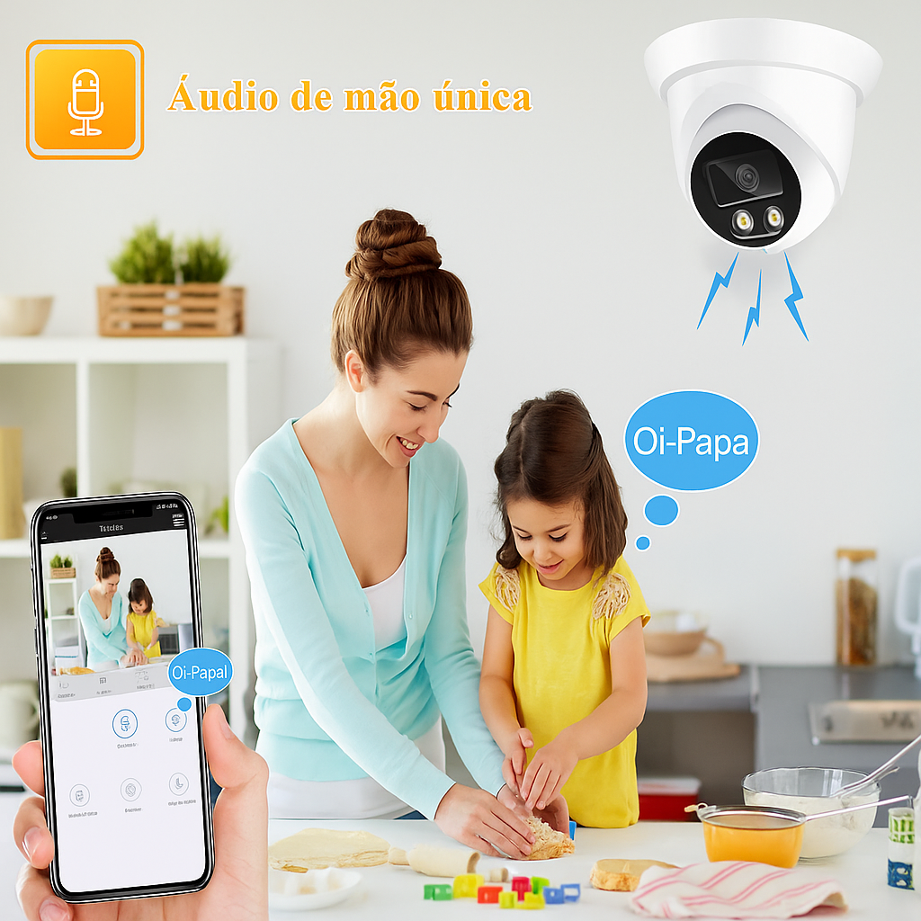 Câmera Wi-Fi Inteligente 4K ASECAM 8MP - Vigilância IP com IA e Visão Noturna Colorida