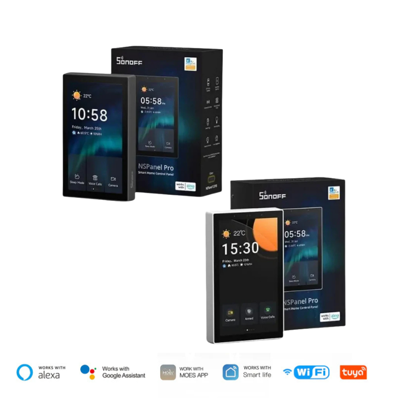 sonoff nspanel pro 4.7"
hub zigbee 3.0 integrado
wi-fi + ewelink ecossistema
controle por voz alexa/google
visualização de câmeras ao vivo
cenas/automação no painel
modos de segurança e alertas
estatísticas de consumo de energia
navegador web embutido
certificações ce/fcc/rohs