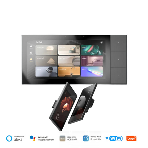 central inteligente touchscreen 6"
android 10 cortex-a53 1.5ghz
tela ips 720×1440 hd
wi-fi + zigbee + bluetooth + ethernet
tuya app compatível
comando de voz alexa / spotify
2 relés integrados até 600w
suporte vídeo porteiro/interfone/fechaduras
1gb ram + 8gb rom
instalação padrão 86mm (86×86×70mm)