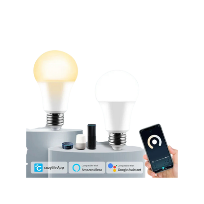 lâmpada smart Wi-Fi E27 ammtoo
lâmpada inteligente Cozylife 2.4 GHz
controle por voz Alexa e Google
brilho ajustável 1% a 100%
temperatura de cor 2700K–6500K
luz branca quente a fria
lâmpada LED econômica alto brilho
vida útil acima de 20.000h
dimerização pelo app Cozylife
rotinas e temporizadores de luz
grupos de lâmpadas no app