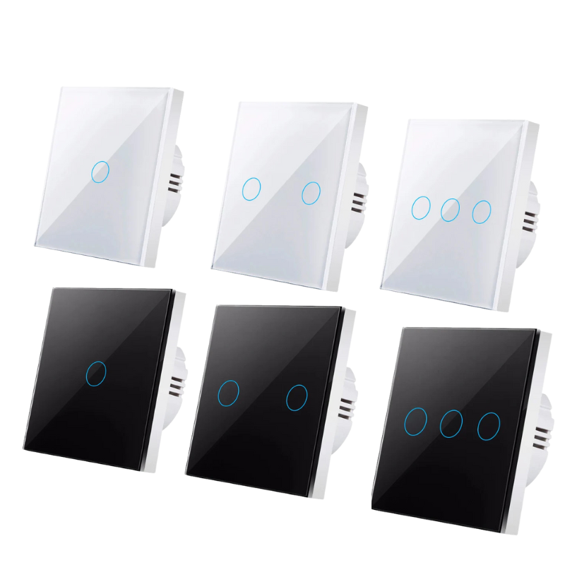 interruptor axus touch parede
vidro temperado crystal
modelos 1/2/3 botões (1 way)
sem neutro (capacitor incluso)
led indicativo embutido
toque capacitivo silencioso
100–250v ac | 15a
potência 5–300w por botão
à prova d’água / uso cozinha/banheiro
cores branco/preto
certificações ce/rohs/fcc
instalação fácil padrão br