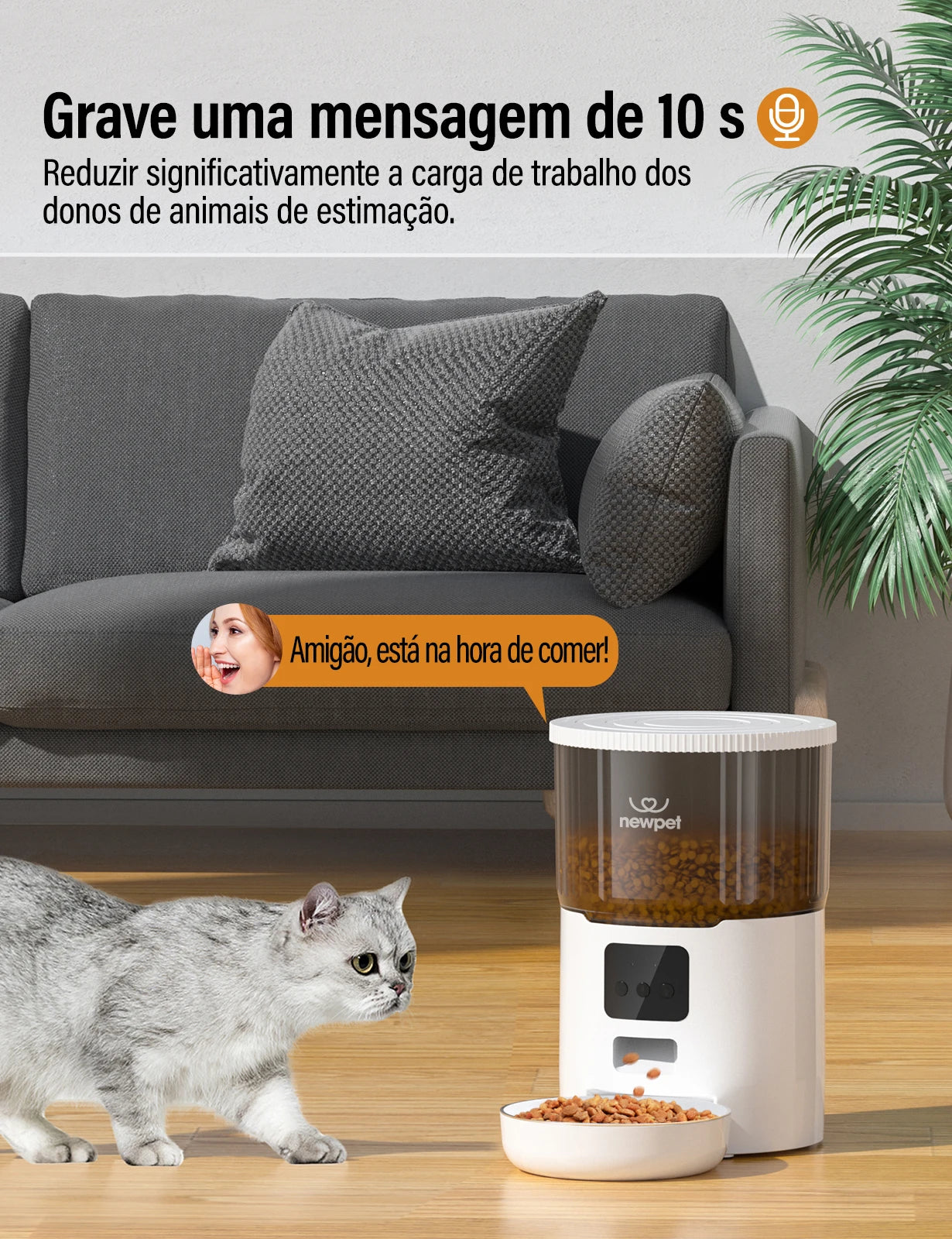 Alimentador Inteligente Wi-Fi 4L para Pets - Comedouro Automático com App e Voz