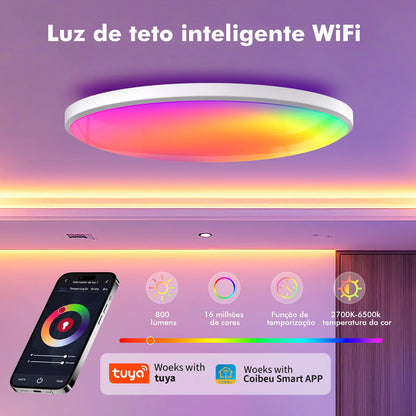 Luminária de Teto Inteligente COIBEU RGB 24W – Controle por App, Alexa e Google Assistant