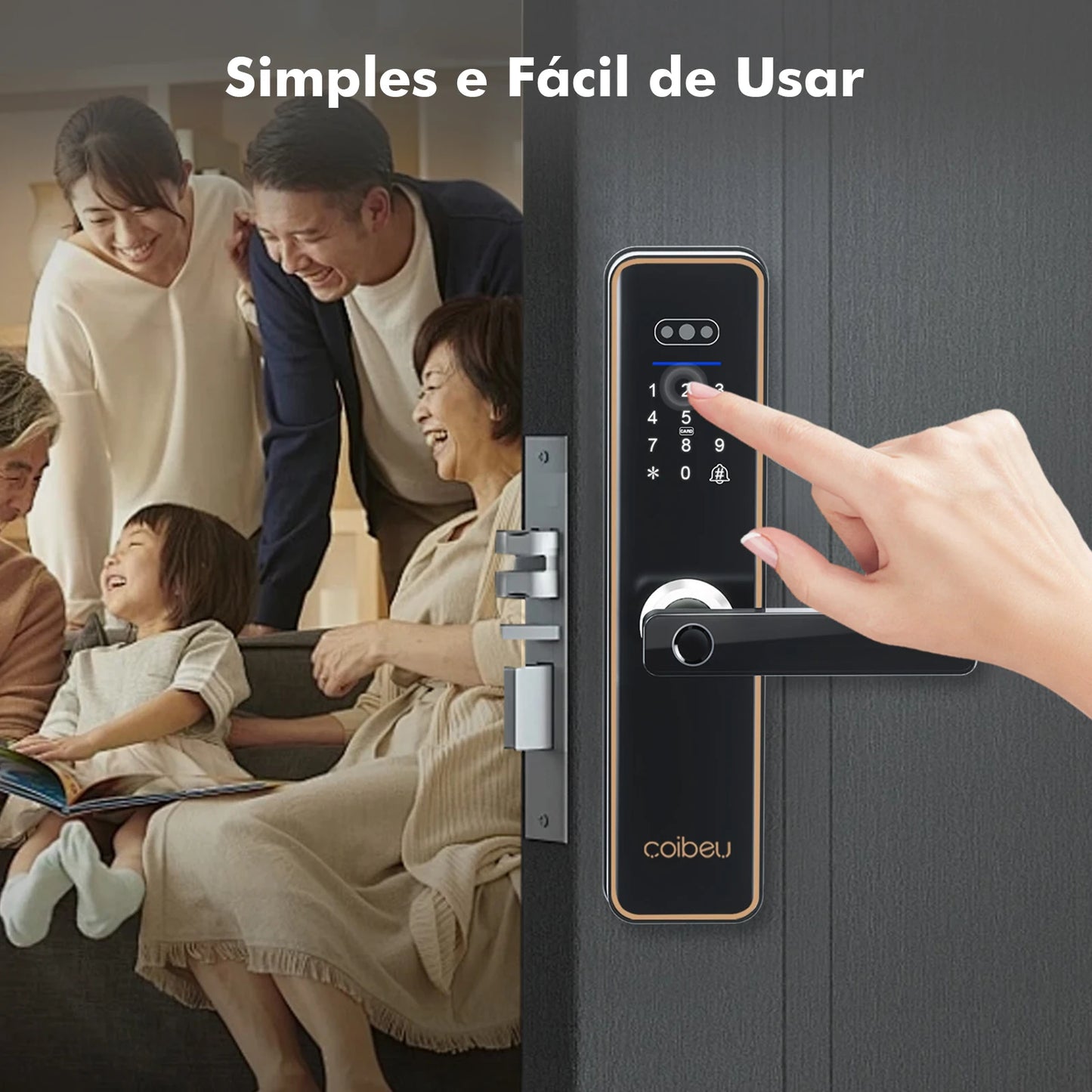 Fechadura Inteligente Biométrica COIBEU com App Tuya — Digital, Senha e Chave de Emergência para Casa e Escritório